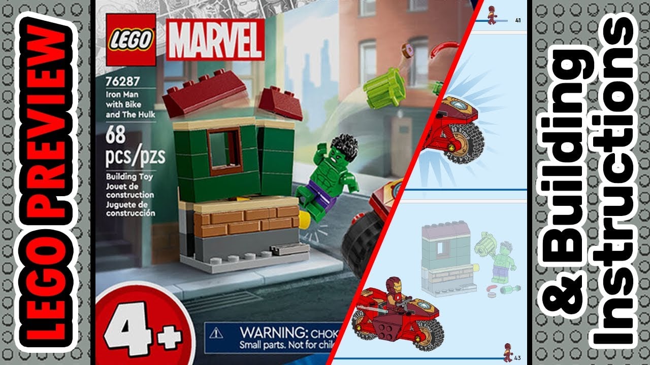 PREVIEW: 76287, LEGO MARVEL, Iron Man with Bike and The Hulk & Building Instructions! LEGO 2024