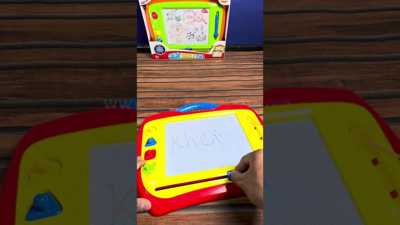 Color doodle fun Magnetic Writing board with 4 shape stamps #toystoreindia #kheliyatoys #kidstoys