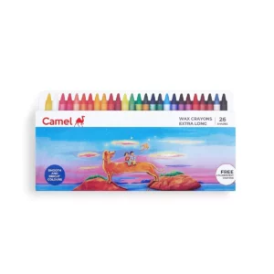 Camel Wax Crayons Extra Long 26 Shades | Extra Fun, Extra Colour for Budding Artists | 3+ Years