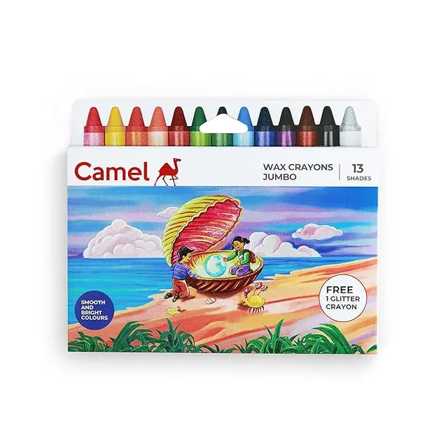 Camel Jumbo Wax Crayons 12 Shades | Easy Grip, Smooth Coloring, and Vibrant Fun for Kids | 3+ Years