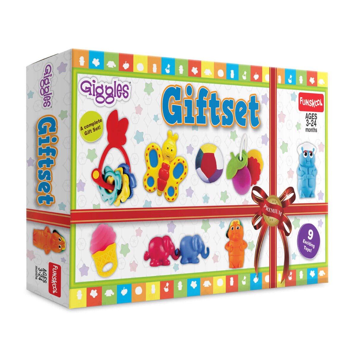 Funskool Giggles Premium Exciting Toy's Gift Set | Includes Rattle Teether Animals Toys For Babies | 3+Months