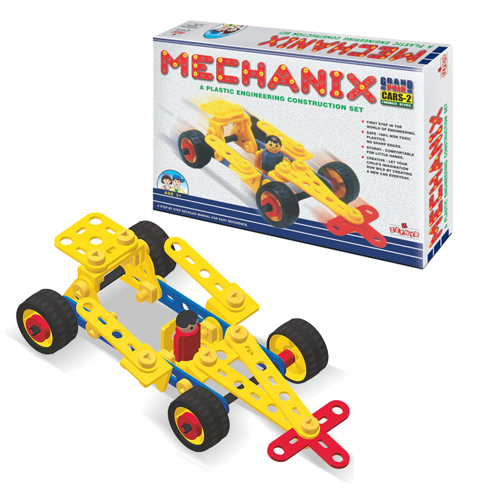 Zephyr Mechanix Plastic Cars - 2 Construction Sets for Kids | 7 Models With 81 Pcs | 3+ Years