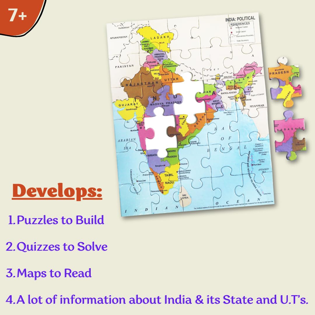 61Snnyydral. Sl1080 Creatives Know India Map Puzzle For Kids | Learn Indian States Capitals And Landmarks Political And Physical Maps Geography Puzzles Game | 7+Years Creatives Know India Map Puzzle For Kids | Learn Indian States Capitals And Landmarks Political And Physical Maps Geography Puzzles Game | 7+Years Image 2