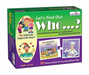 Creatives Let's Find Out Who Learning Educational Puzzles – Fun Self-Correcting WH Question Match Ups Game for Language Development Age 4+