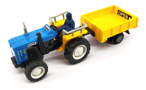 Centy Tractor With Trolley Pullback 4321 Yellow Blue 01