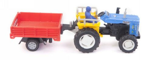Centy Tractor With Trolly Sky Blue-Red Pullback