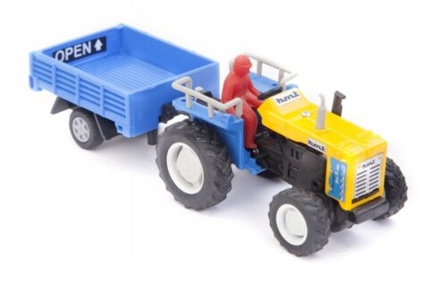 Centy Tractor With Trolly Yellow-Sky Blue Pullback