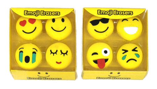 Assorted Smiley Emoji Erasers (Pack of 4)