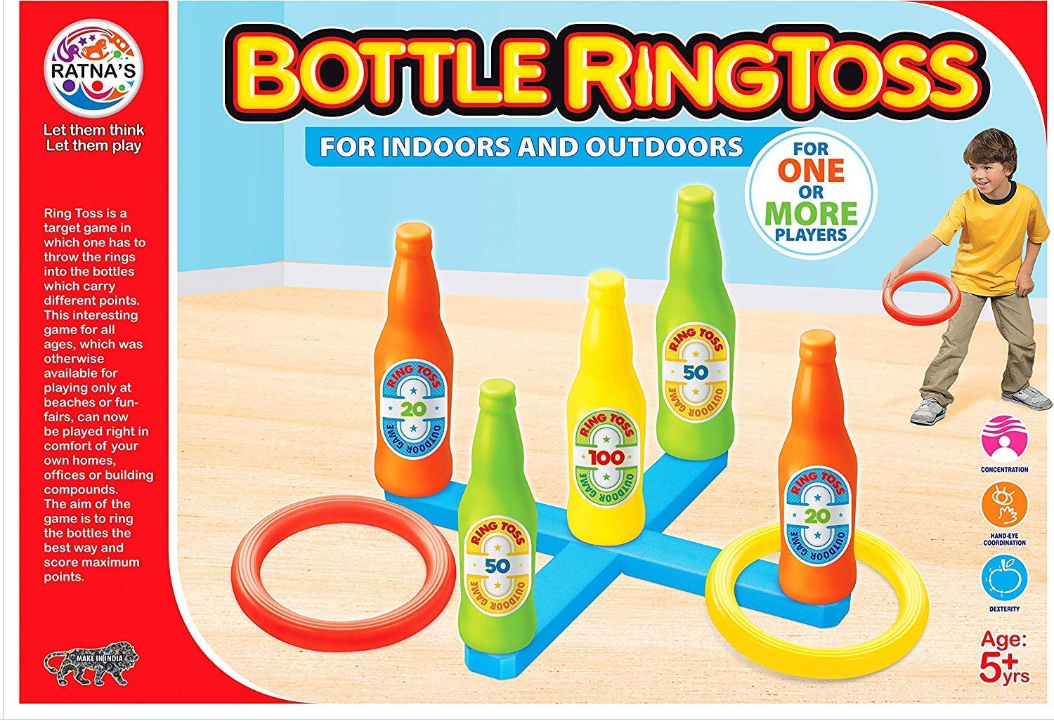81I2Bfnqw Rl. Sl1500 Ratna'S Bottle Ring Toss Activity Indoor And Outdoor Toy Game For Kids (Pack Of 1) | 5+Year Bottle Ringtoss (Indoors &Amp; Outdoors)