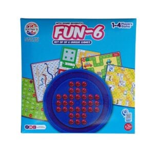Ratnas Fun 6 Game with Round Brainvita Game | Classic Strategy Board Game Set for Kids and Families | Educational Thinking Skill Toy | 6-in-1 Puzzle and Brain Development Game | 5+ Years