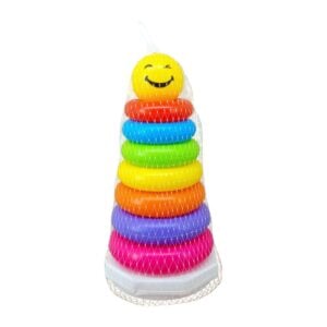 Ratna's Smiley Stacking Ring Plastic Multicolor Different Size 7 Rings For Kids | Fun Early Learning Toy for Babies 8+ Months