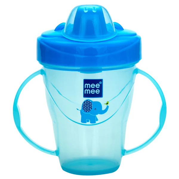 Mee Mee Sipper Feeding Mug | Blue Elephant Sippy Cup with Handle for Easy Gripping and Drinking | 180ml BPA FREE | 3+Months