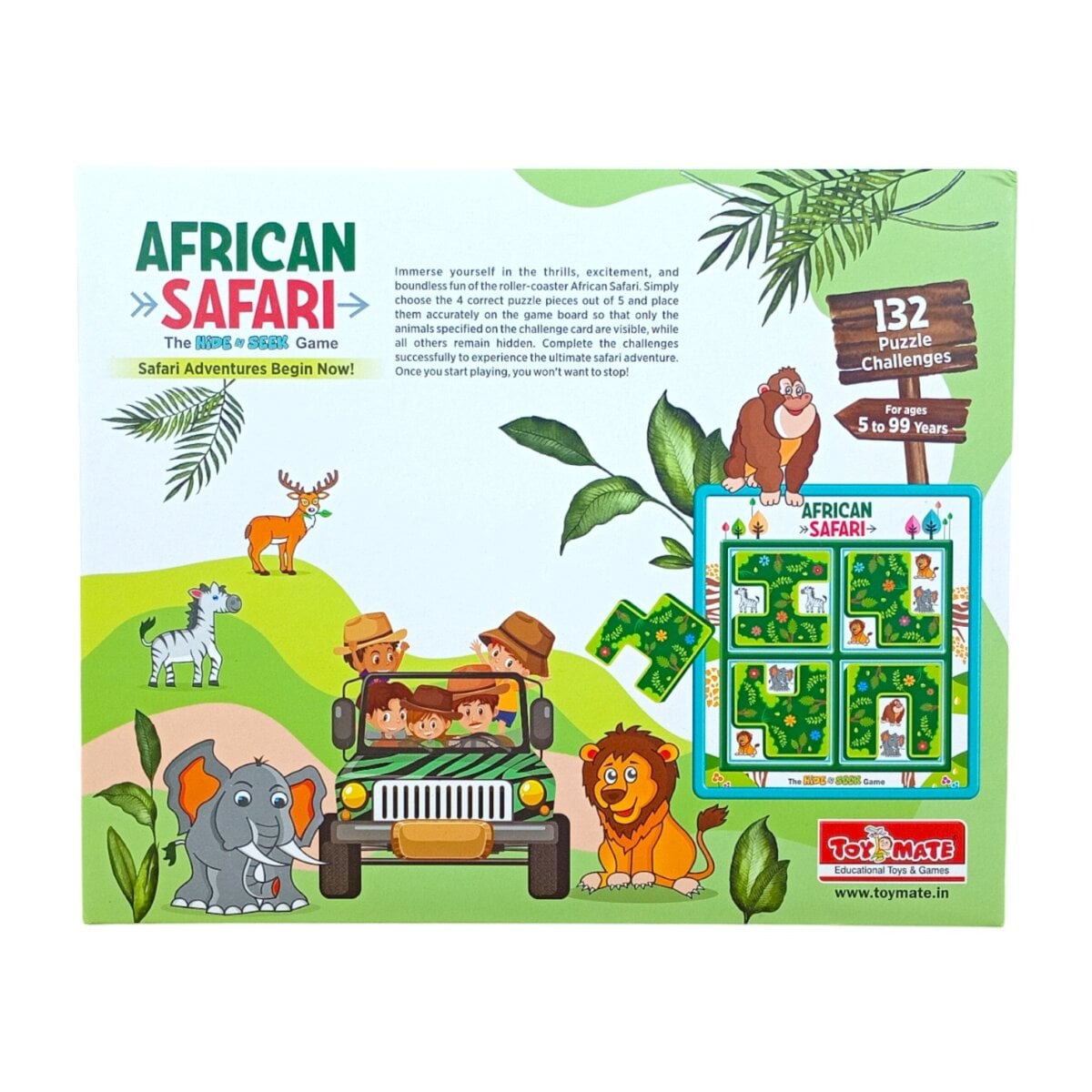 ToyMate African Safari 5 Pcs Puzzle – Ultimate Fun Puzzle for Kids 3+ | 132 Challenges