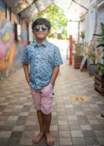 Little Indian Shirt Light Blue Pineapples