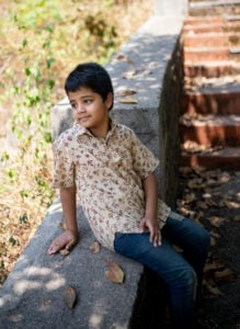 Little Indian Shirt Beige Akshar For Boy's | 1 To 9 Years