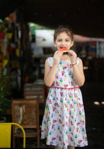 Little Indian Ice Cream White Frock  For Girls | 1 To 9 Years