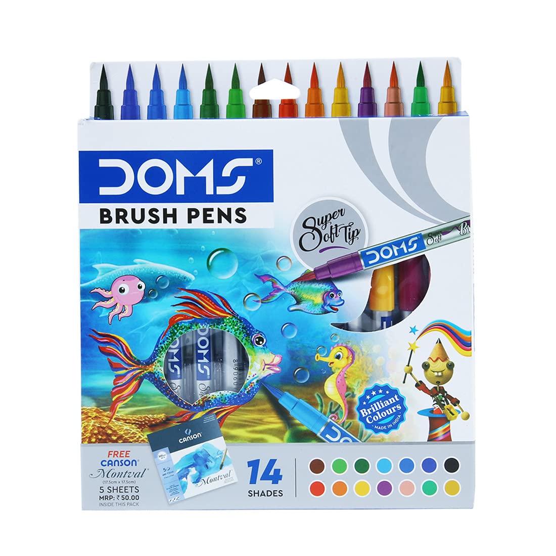Buy Doms Brush Pen 14 shades Brilliant Colors For Kids 3+Years