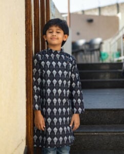 Little Indian Kites Black Long Kurta