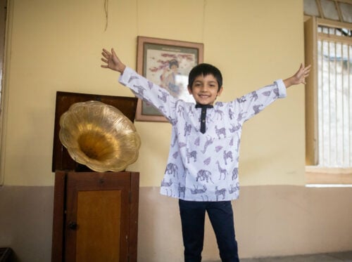 Little Indian Animals on Rayon Black And White Short Kurta