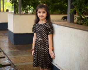 Little Indian Black rayon foil Black Frock