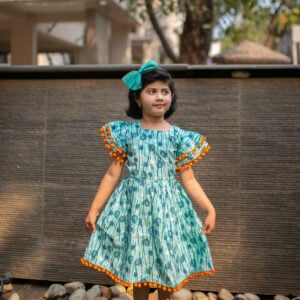 Little Indian Sea shells Sea green Frock