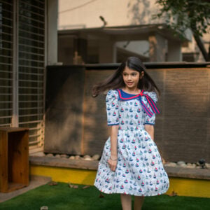 Little Indian Nautical White Frock For Girls