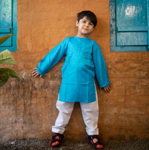 Little Indian Kantha Boys Long Kurta