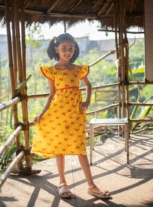 Little Indian Crab Yellow Frock GFR054 For Girls | 1 To 9 Years