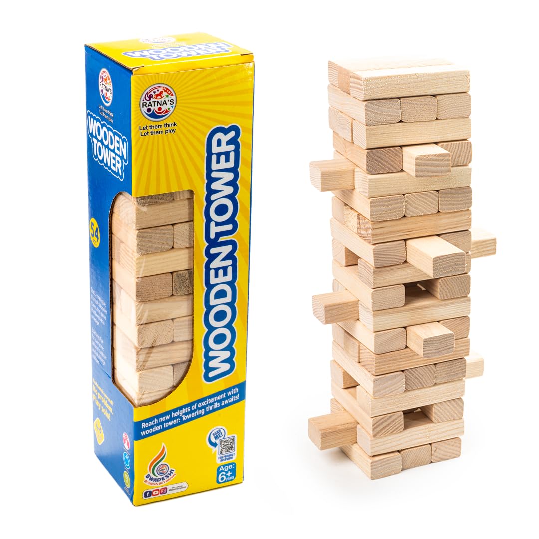 Buy Ratna's Wooden Tower 54 pcs Tumbling Tower Game Classic Family And  Party Game For Kids 5+ Years for Online In India • Kheliya Toys