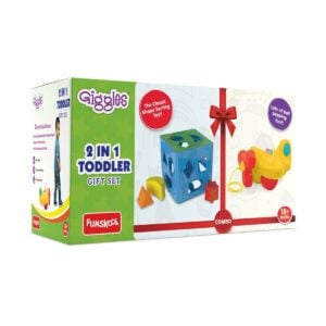 Funskool Giggles 2 In 1 Toddler Gift Set | Shape-Sorting Cube And Pull‑Along Aeroplane | 2+Years