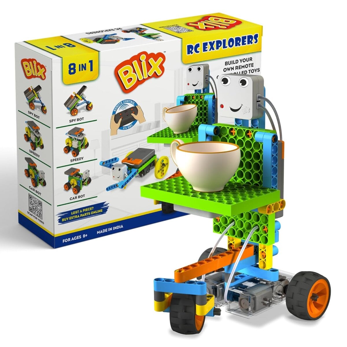 Blix Remote Control Explorers 8 in 1 Block Game With 120 Pcs  | STEM Build, Play, and Learn Toy For Kids | 8+Years