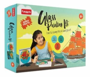 Funskool Handycrafts Glass Painting DIY Kit | Amazing Stained Glass Art & Craft Activity for Kids 6+ with Safe Paints and Display Frames