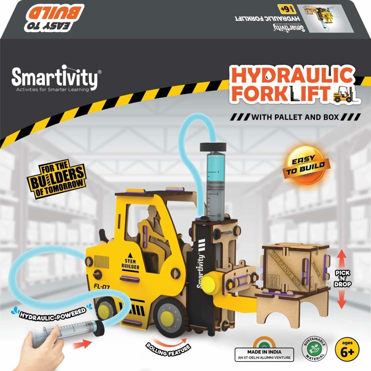 Smartivity Hydraulic Forklift Toy Car, Hydraulic Forklift Toy, Construction Vehicle for Kids, STEM Learning Toy for Kids, Educational Toy for Kids, Toy Forklift for Children, Hydraulic Toy for Kids