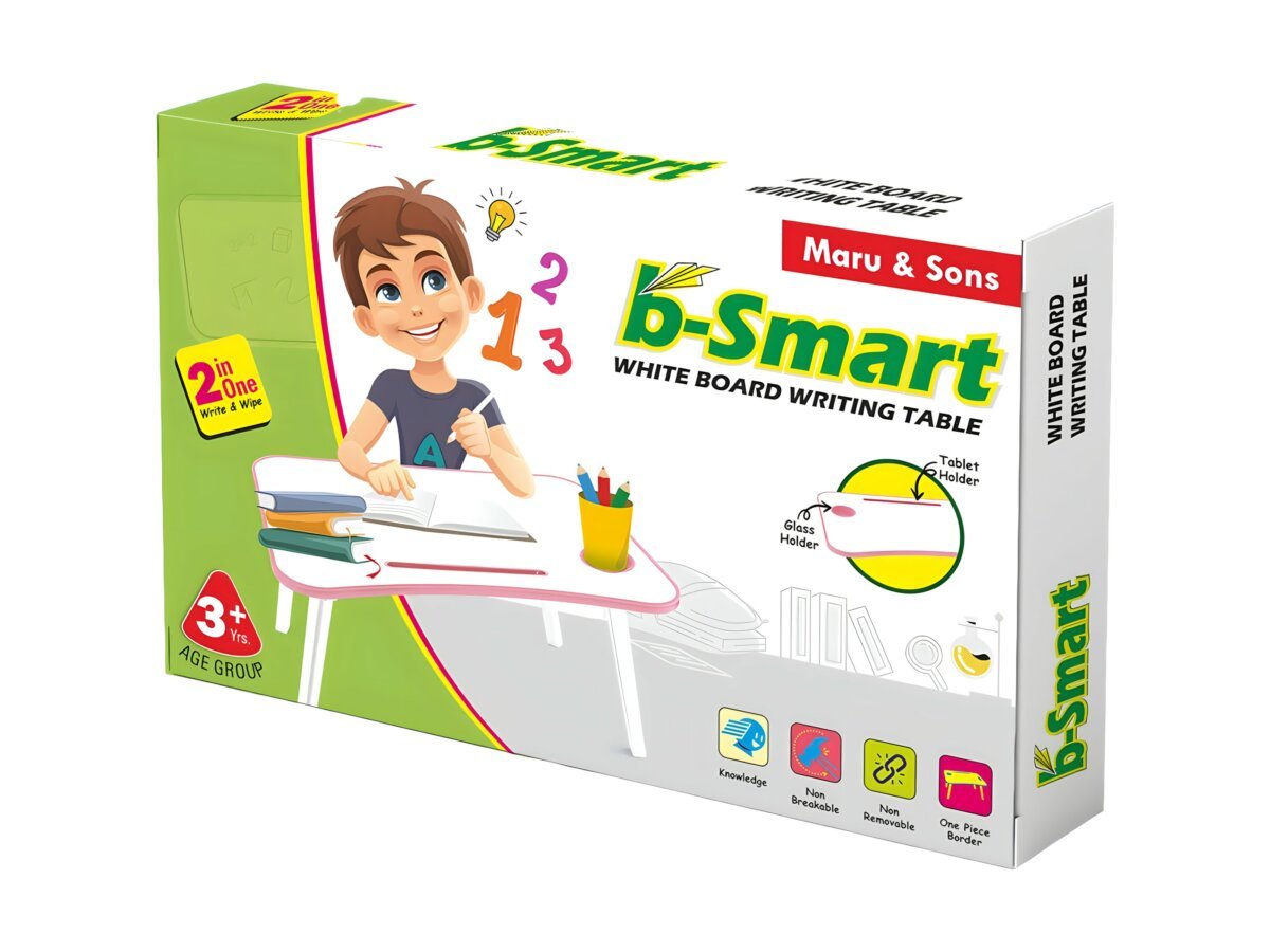 B-Smart White Board Writing Table | Multi-Functional Learning Desk for Kids | 3+Years