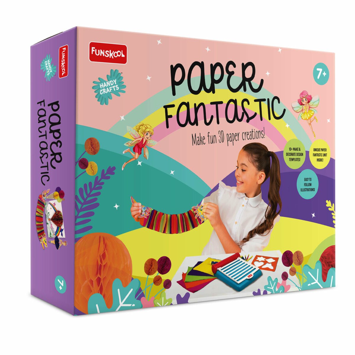 Funskool Handy Crafts Paper Fantastic Make Fun 3D Paper Kit | Creations DIY Honeycomb Paper Art and Craft Kit DIY Kit | 7+Years