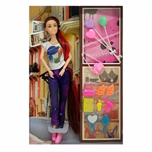 KV Impex Street Vane Vacation Doll Set with Accessories | Foldable Fashion Doll, 29 cm For Kids |  3+ Years