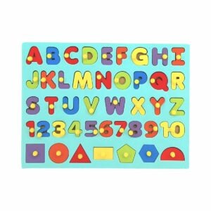 United Little Genius Wooden ABC Uppercase With Number And Shapes | Multi-Learning Wooden Puzzle Board for Kids | 3+ Years