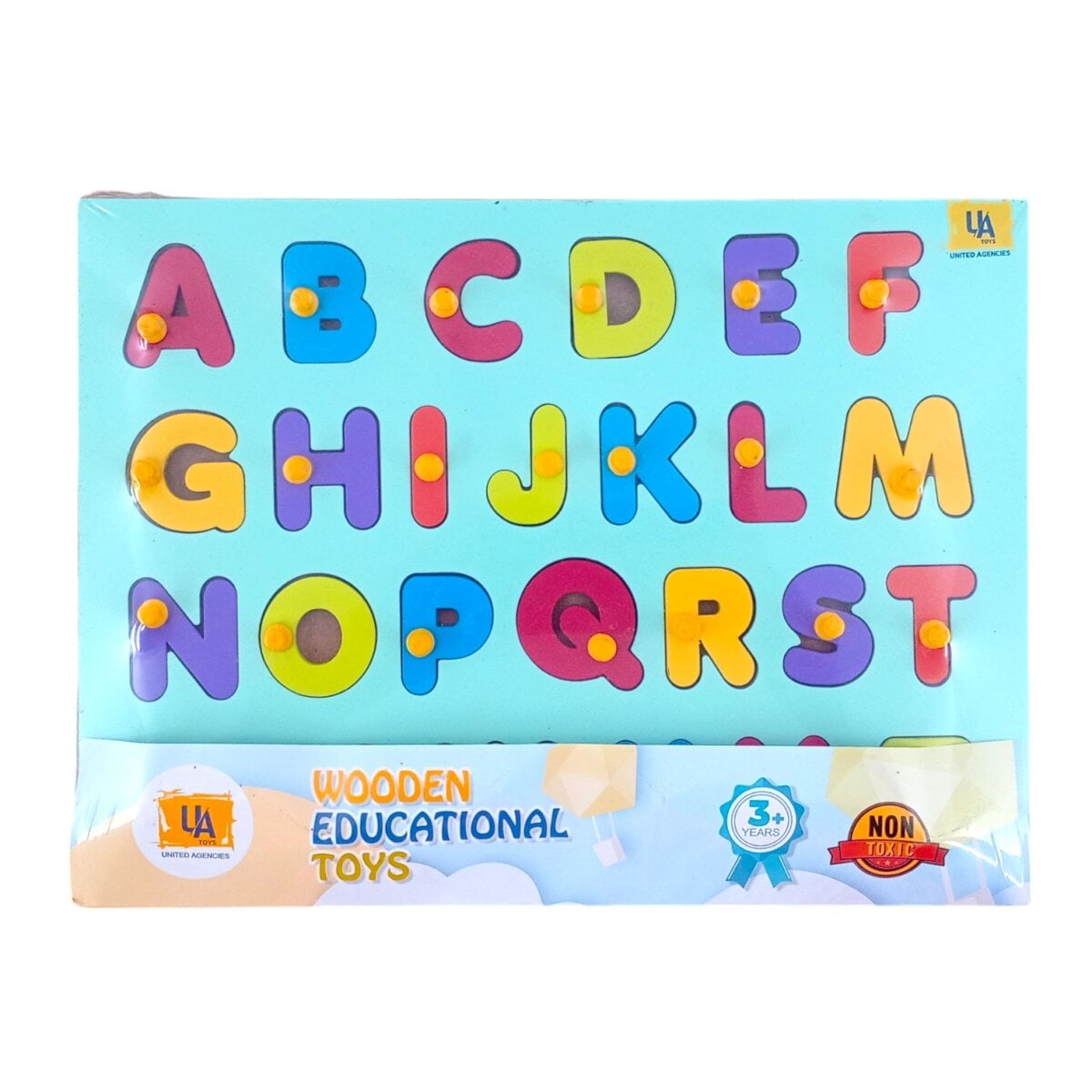 United Little Genius Wooden Raised English Alphabet Puzzle (Uppercase) UA-20 learning toy for kids, United