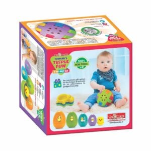 Toymate Triple Fun 3-in-1 Gift Set for Toddlers – Fun Educational Sensory Play Set with Bath Toys, Rattling Ball & Nesting Eggs | 1+ Years