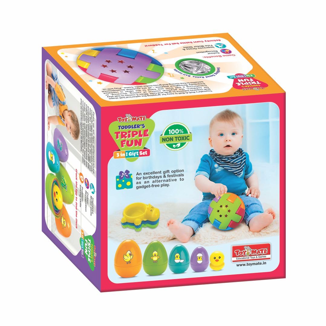 Toymate Tripple Fun - 3 in 1 Gift Set with Bath Toys, Rattling Ball and Nesting Eggs For Toddlers | 1+Years
