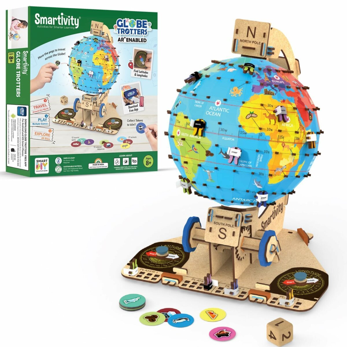 Smartivity Globe Explorer AR Based Toy for Kids | 1000+ Facts About Animals, Monuments, Places and More | 8+ Years