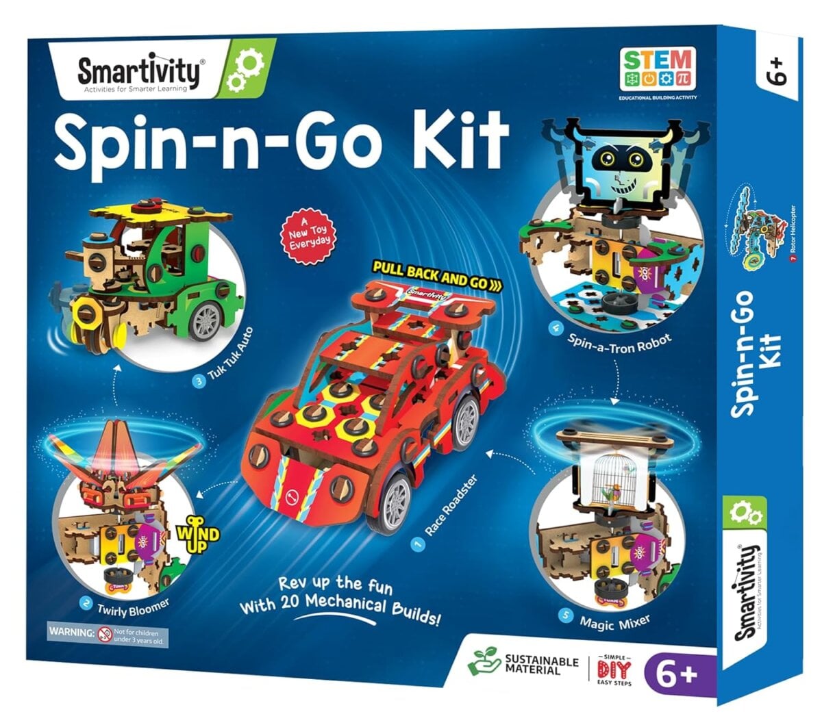 Smartivity 20in1 Spin-n-Go Kit | Build a Moving Robot, CAR, Airplane And More | DIY Science Toy for Kids | 6+Years