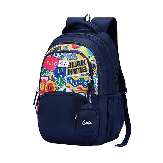 52547 1 Genie Blahblah Sb Navy Blue Casual Backpack 17&Quot; – Fun, Waterresistant Backpack For 4+ Years With 3 Compartments Genie Blahblah Sb Navy Blue Casual Backpack 17&Quot; – Fun, Waterresistant Backpack For 4+ Years With 3 Compartments Image 2