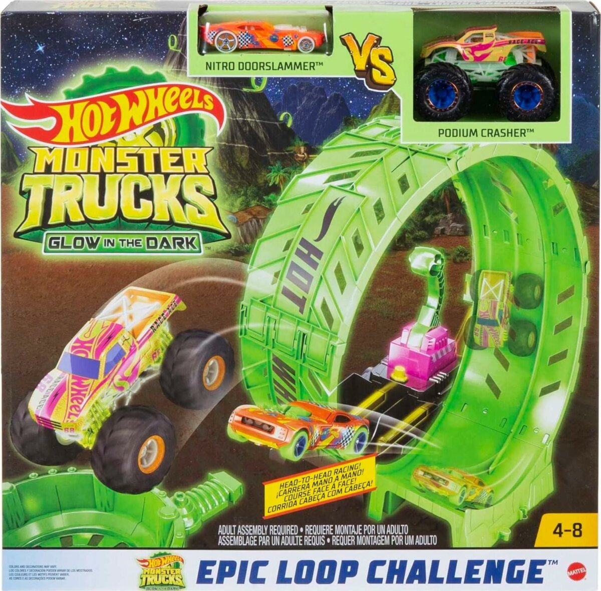 Mattel Hot Wheels Monster Truck Glow In The Dark Epic Loop Challenge HBN02 | 4+Year