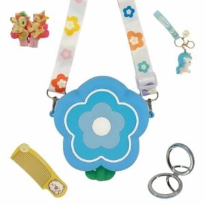 Silicone Flower Sling Mini Bag For Kids with Key Ring, Comb and Mirror | Stylish and Functional Accessory for Girls | 3+ Years – Amazing Cute Carry Bag