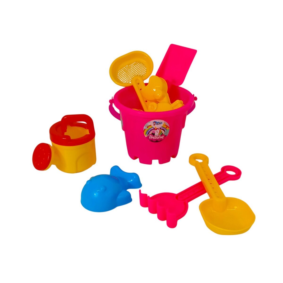 Sunny Unicorn Castle Beach Sand Toys 8 Pcs Set | Castle Play Set with Molds for Kids and Toddlers | Outdoor and Gardening Fun | 3+ Years.