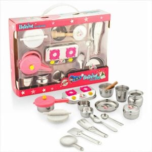 Sunny Unicorn Steel Kitchen Kit | Pretend Play Cooking Toy for Kids | Role Play Kitchen Fun | 3+ Years