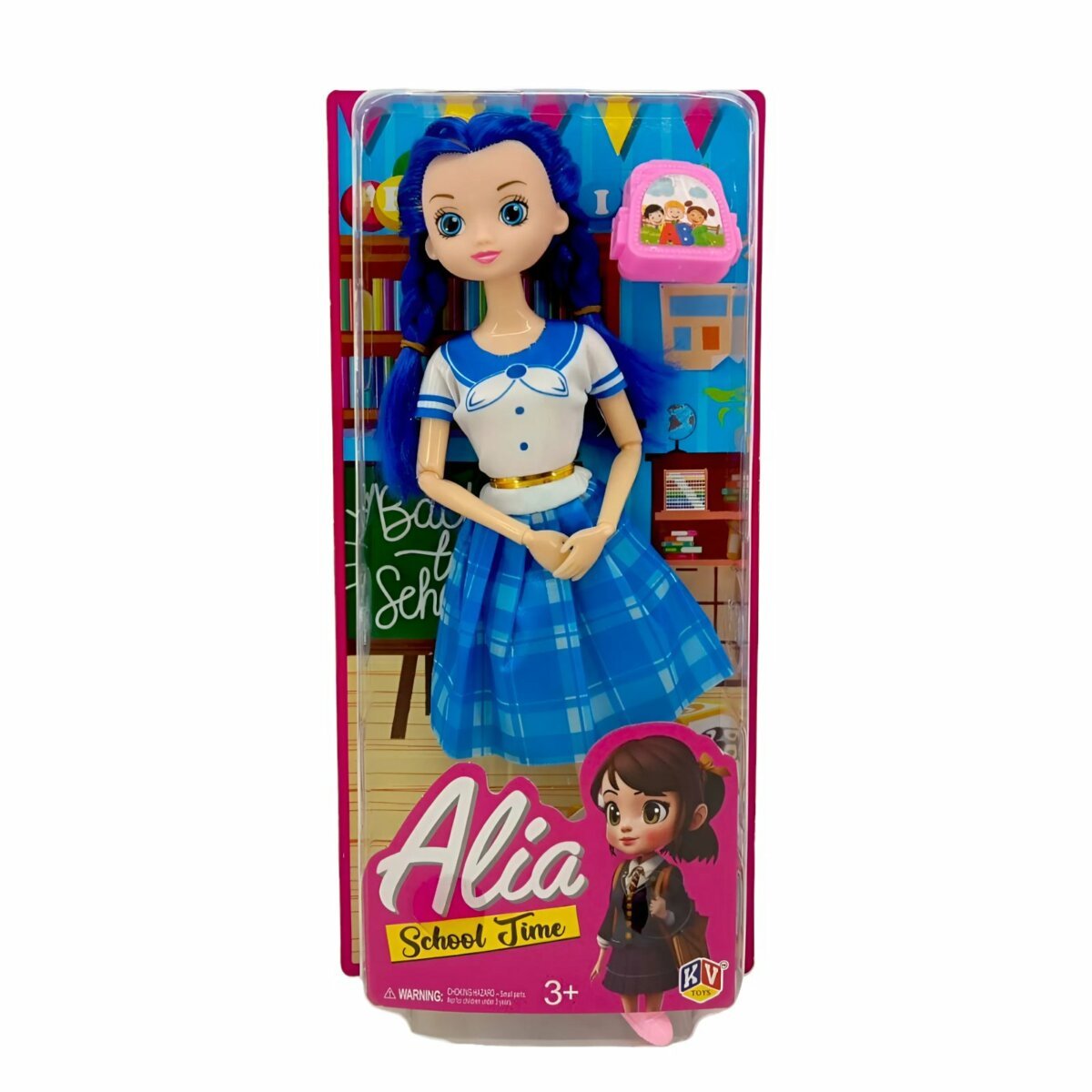 KV Impex School Time Alia Doll Set with Accessories | Foldable 29 cm Doll for Kids | 3+ Years