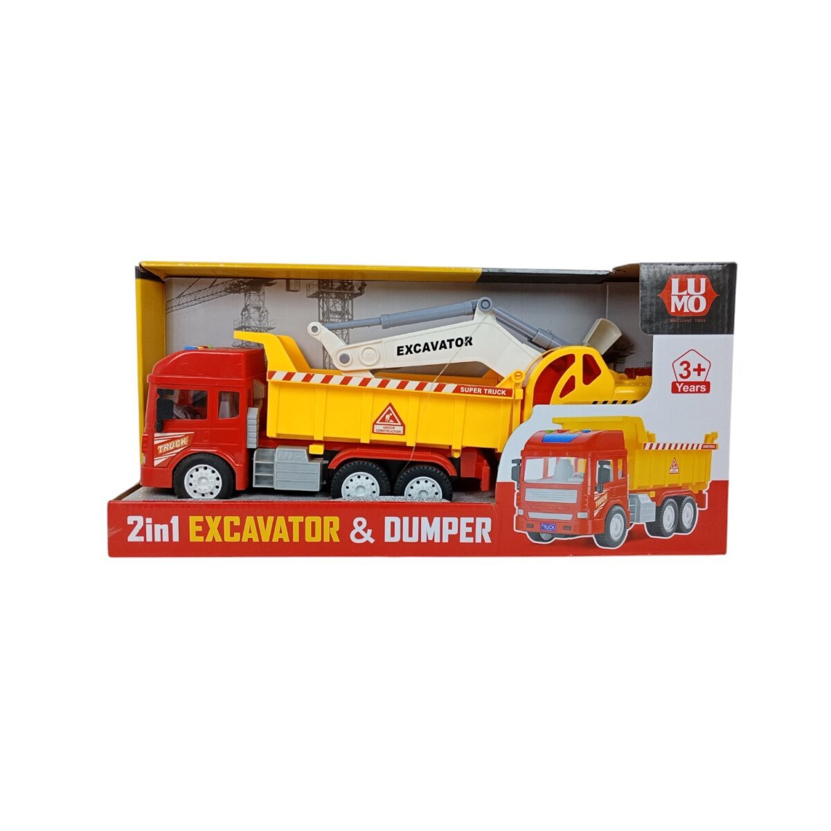 Friction Powered 2 In 1 Excavator And Dumper With Music For Kids | 3+Year