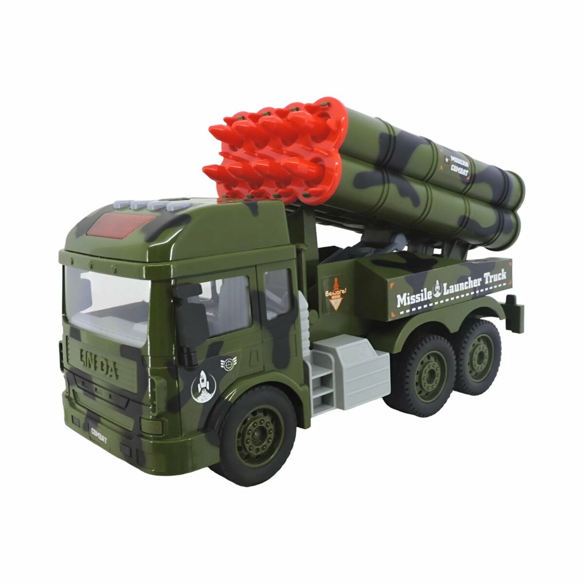 Lumo Friction Powered Military Missile Launcher Truck, Military Missile Launcher Truck toy for kids, Lumo missile launcher with light and sound, kids educational missile launcher truck, fun military truck toy, light and sound toy truck for kids